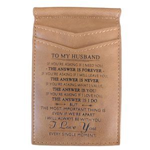 NEW! To My Husband Engraved Leather Bi-Fold Wallet